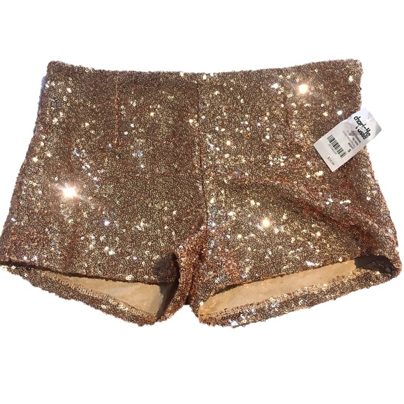 Charlotte Russe Pants - Charlotte Russe NWT Gold Sequin Shorts Size S